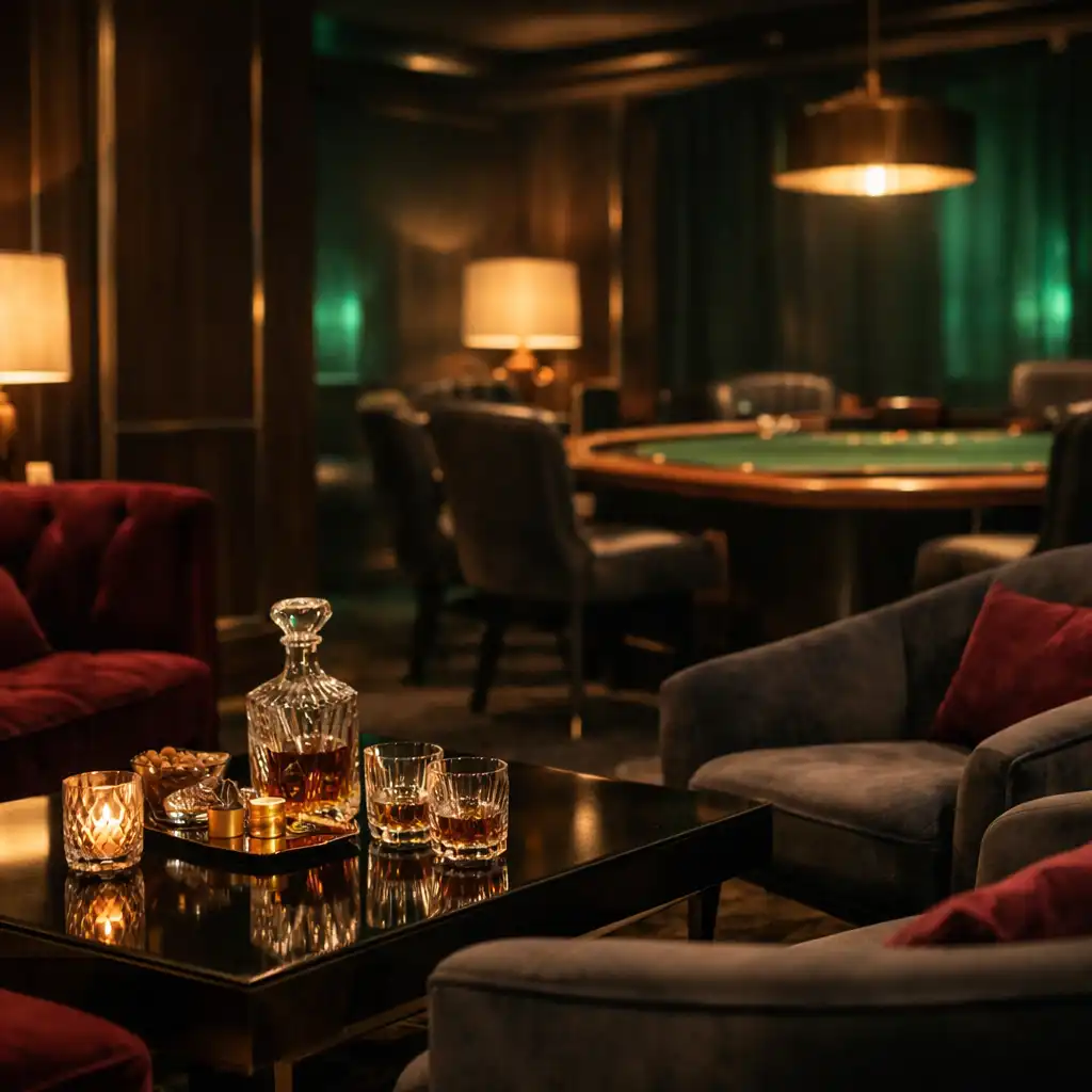 Kameralne fotele i niski stolik w prywatnym VIP Lounge Dish Cellar